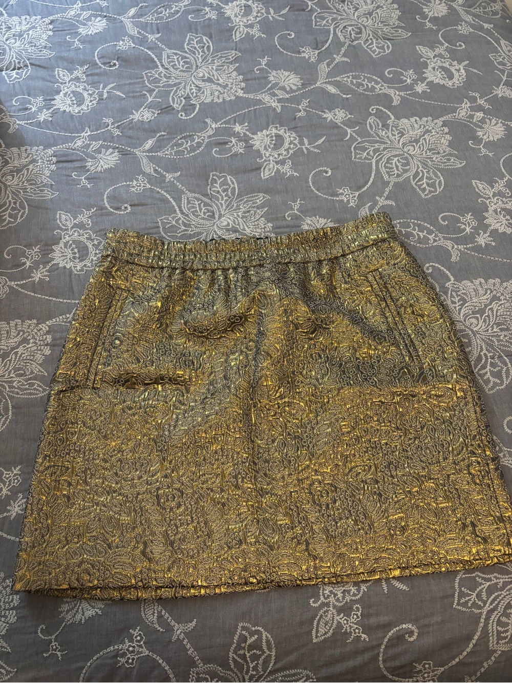 Metallic Gold Textured Mini Skirt